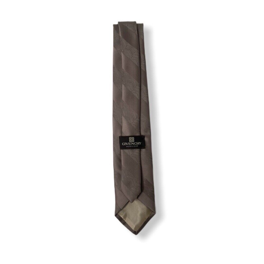 Givenchy Monsieur Men’s Dress Tie Classic Fit Brown Striped 56" X 4" - Picture 3 of 4